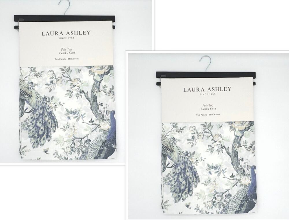Laura Ashley Belvedere Peacock Window Curtains Panel 2 Sets Blue Turquoise 38x84